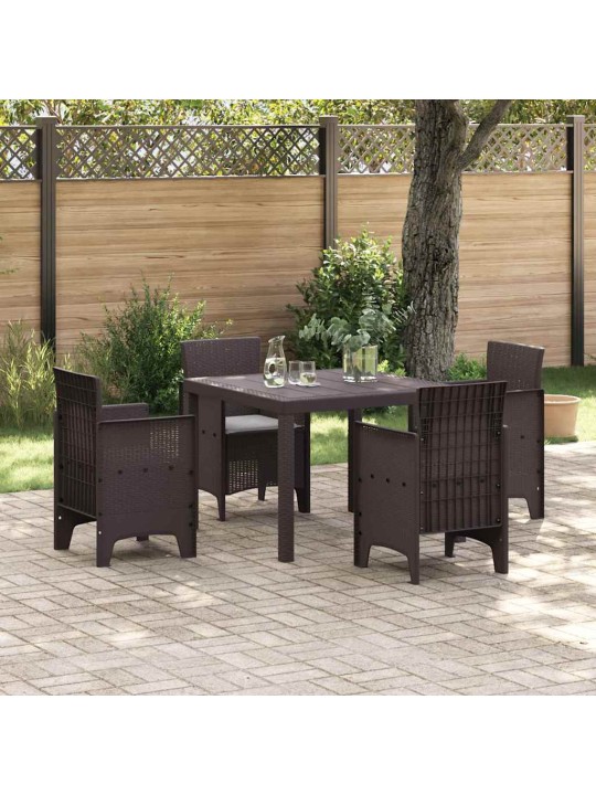 Dārza ēdamgalds 5 pcs brūna polt rattan