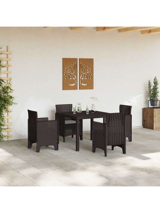 Dārza ēdamgalds 5 pcs brūna polt rattan