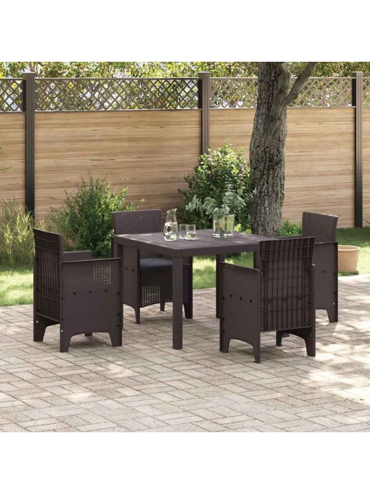 Dārza ēdamgalds 5 pcs brūna polt rattan