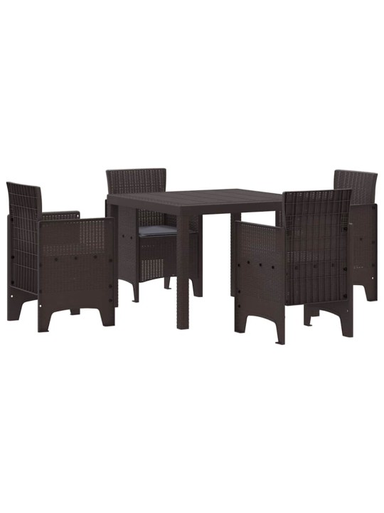Dārza ēdamgalds 5 pcs brūna polt rattan