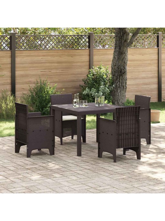 Dārza ēdamgalds 5 pcs brūna polt rattan