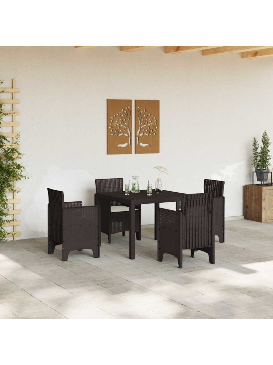 Dārza ēdamgalds 5 pcs brūna polt rattan