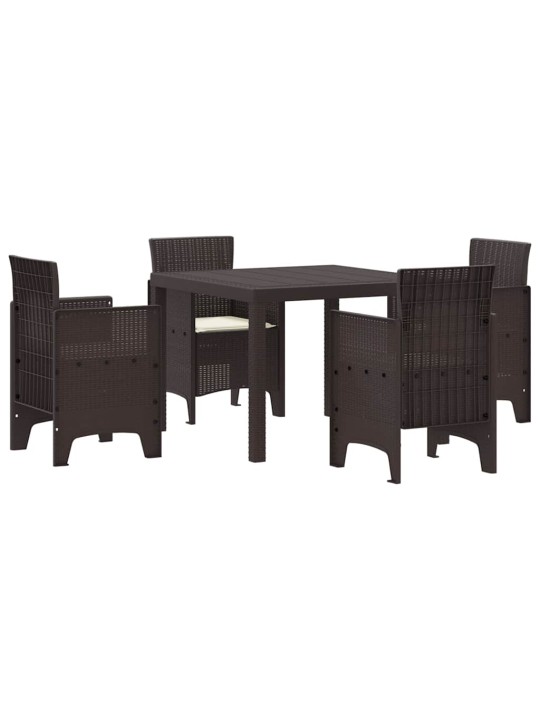 Dārza ēdamgalds 5 pcs brūna polt rattan