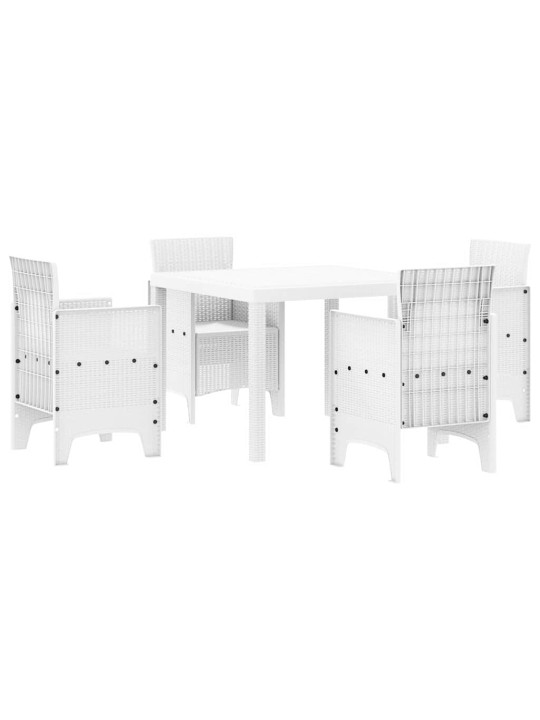 Dārza ēdamgalds 5 pcs balts polt rattan