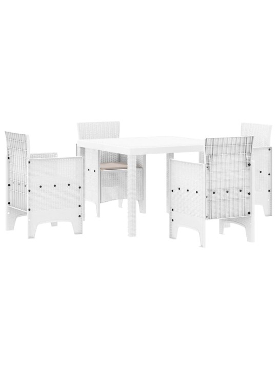 Dārza ēdamgalds 5 pcs balts polt rattan