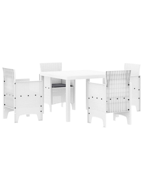 Dārza ēdamgalds 5 pcs balts polt rattan