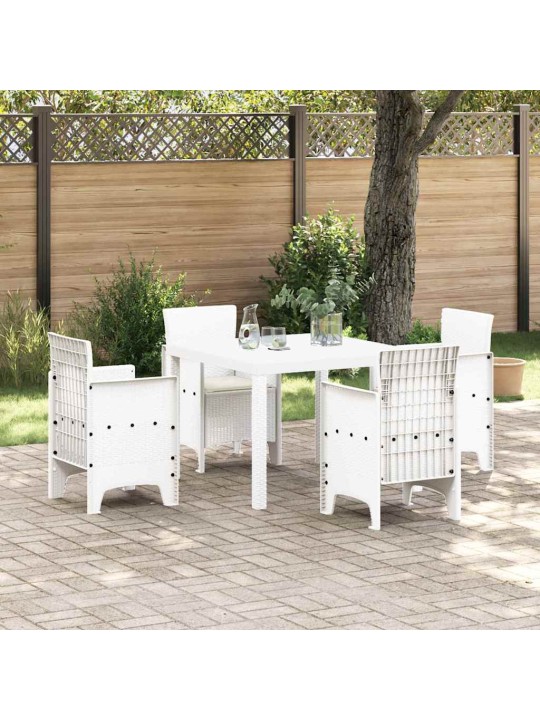 Dārza ēdamgalds 5 pcs balts polt rattan