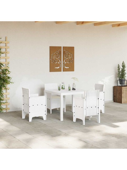 Dārza ēdamgalds 5 pcs balts polt rattan