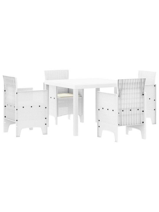 Dārza ēdamgalds 5 pcs balts polt rattan