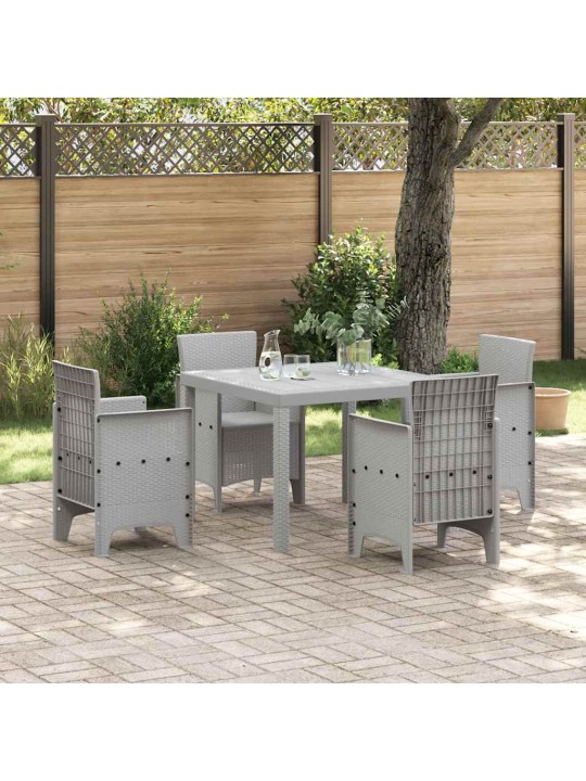 Dārza ēdamgalds 5 pcs gaiši pelēks polt rattan