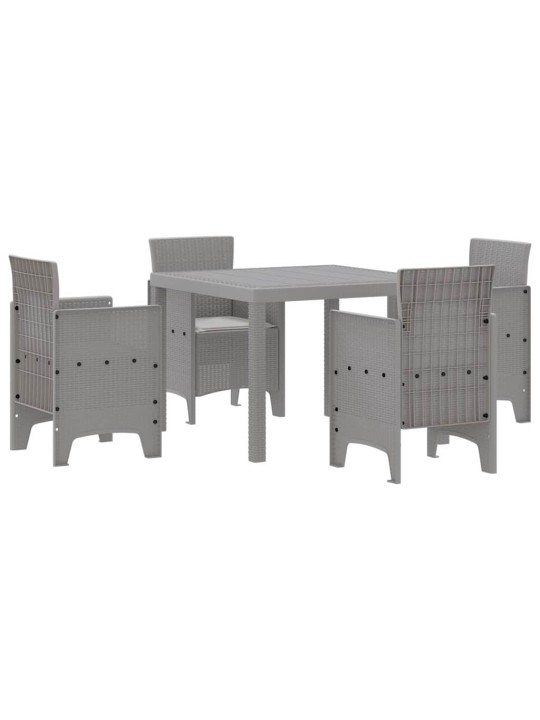 Dārza ēdamgalds 5 pcs gaiši pelēks polt rattan