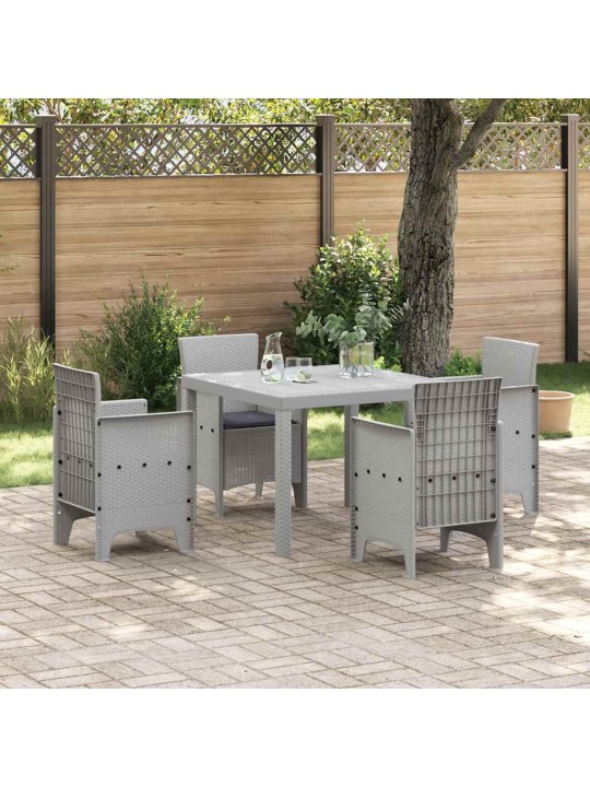 Dārza ēdamgalds 5 pcs gaiši pelēks polt rattan