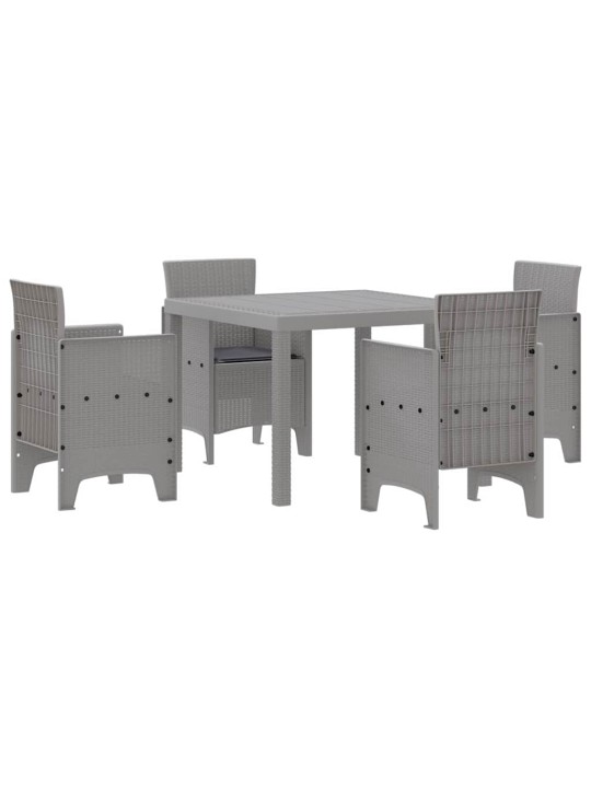 Dārza ēdamgalds 5 pcs gaiši pelēks polt rattan