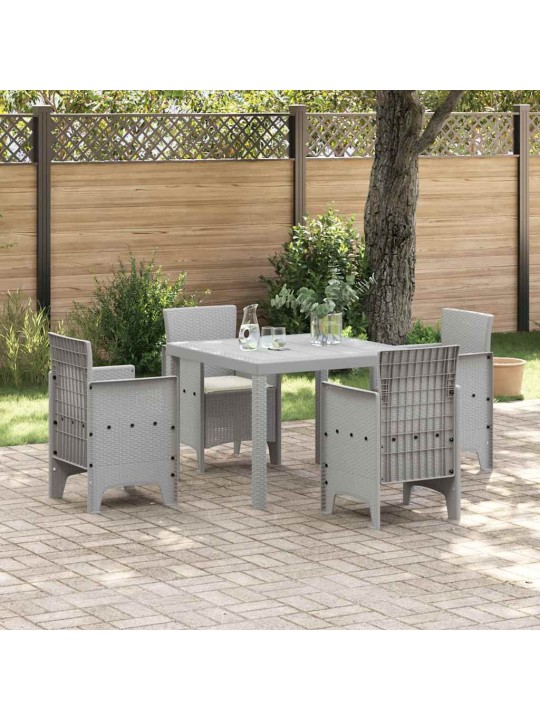 Dārza ēdamgalds 5 pcs gaiši pelēks polt rattan