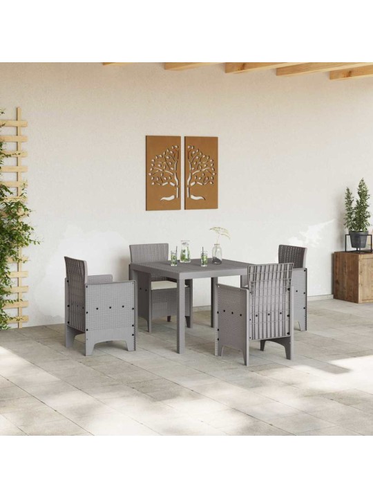 Dārza ēdamgalds 5 pcs gaiši pelēks polt rattan