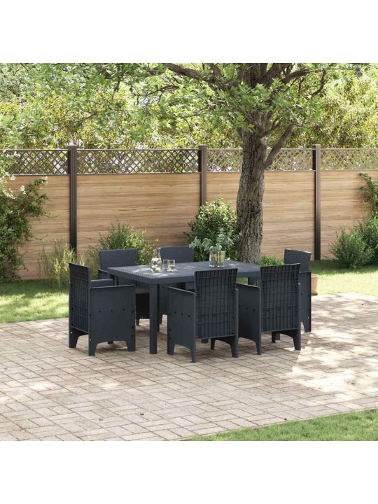Dārza ēdamgalds 7 pcs antracīts polt rattan
