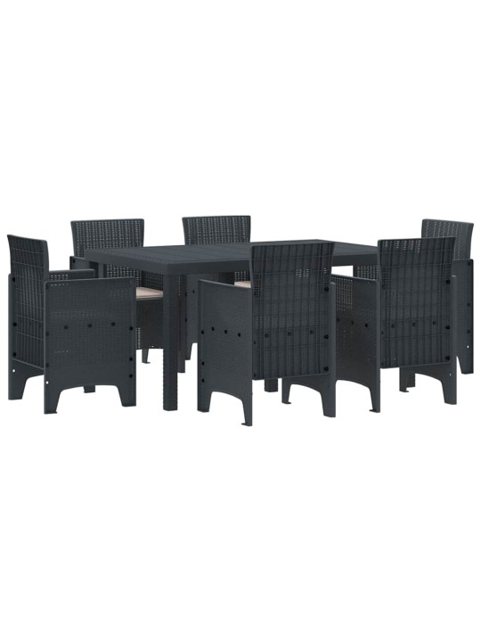 Dārza ēdamgalds 7 pcs antracīts polt rattan