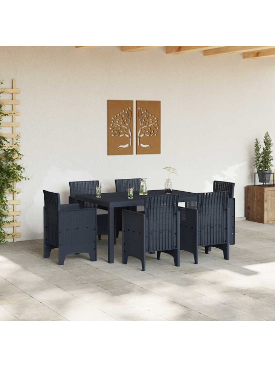 Dārza ēdamgalds 7 pcs antracīts polt rattan