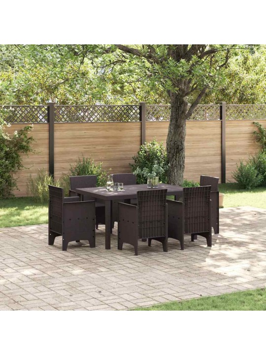 Dārza ēdamgalds 7 pcs brūna polt rattan
