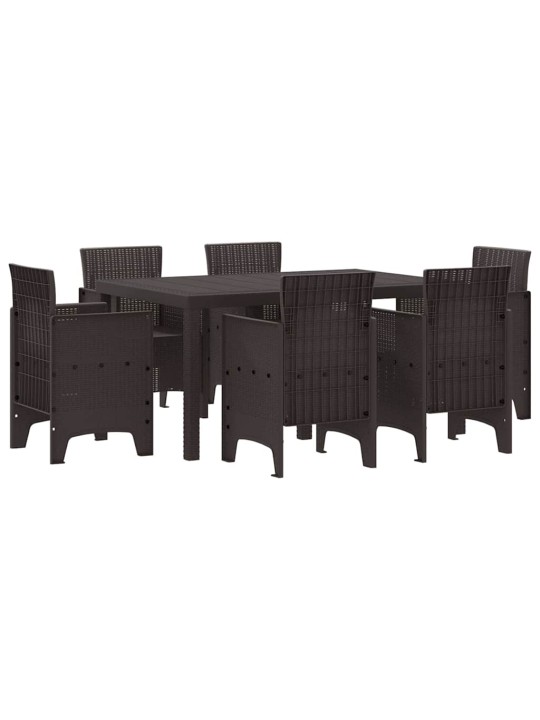 Dārza ēdamgalds 7 pcs brūna polt rattan