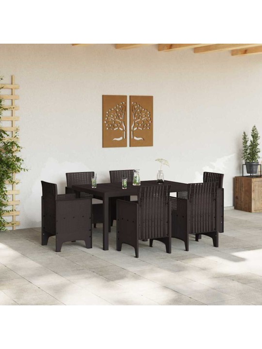 Dārza ēdamgalds 7 pcs brūna polt rattan