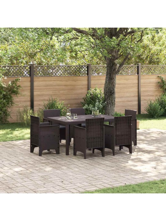 Dārza ēdamgalds 7 pcs brūna polt rattan