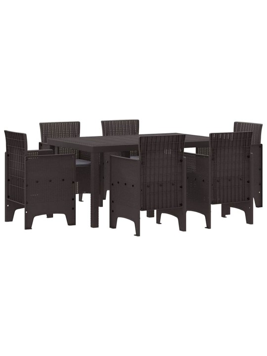 Dārza ēdamgalds 7 pcs brūna polt rattan