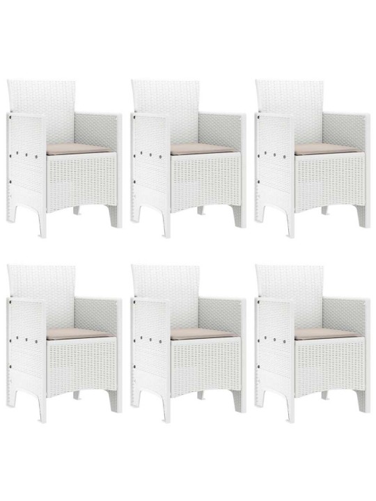 Dārza ēdamgalds 7 pcs balts polt rattan