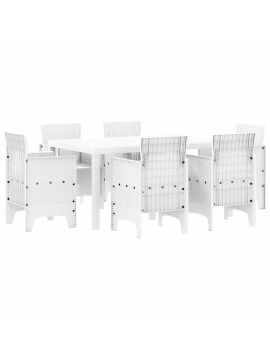 Dārza ēdamgalds 7 pcs balts polt rattan