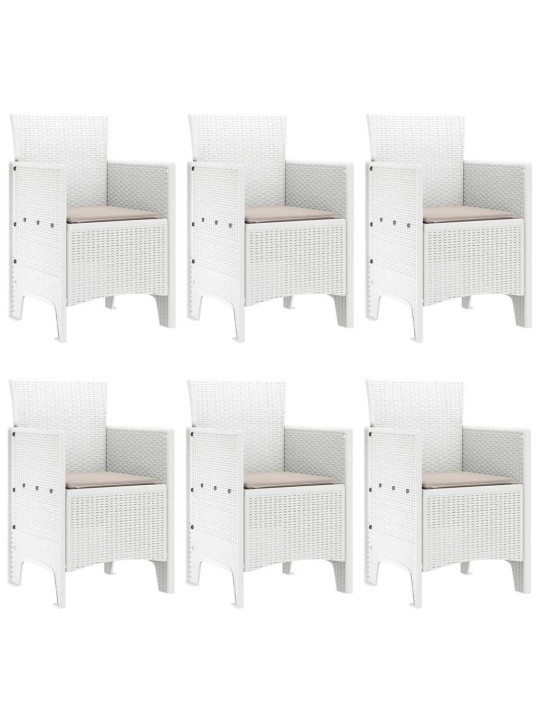 Dārza ēdamgalds 7 pcs balts polt rattan