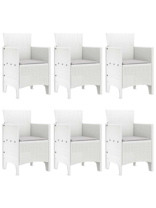 Dārza ēdamgalds 7 pcs balts polt rattan