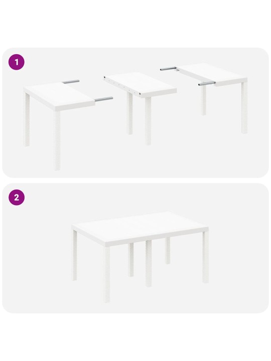 Dārza ēdamgalds 7 pcs balts polt rattan