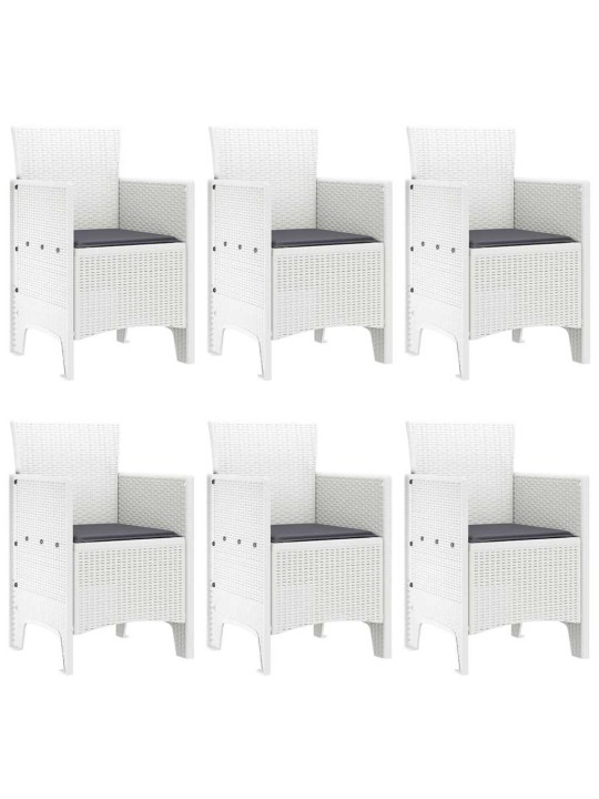 Dārza ēdamgalds 7 pcs balts polt rattan