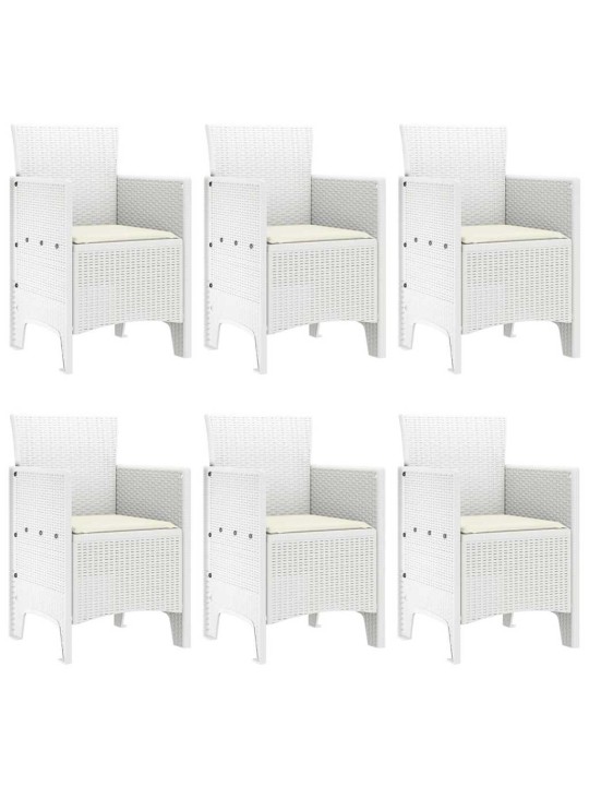 Dārza ēdamgalds 7 pcs balts polt rattan