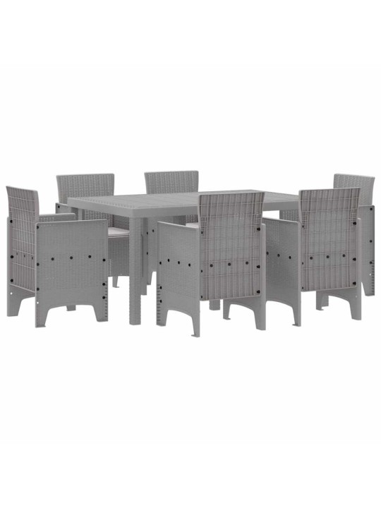 Dārza ēdamgalds 7 pcs gaiši pelēks polt rattan