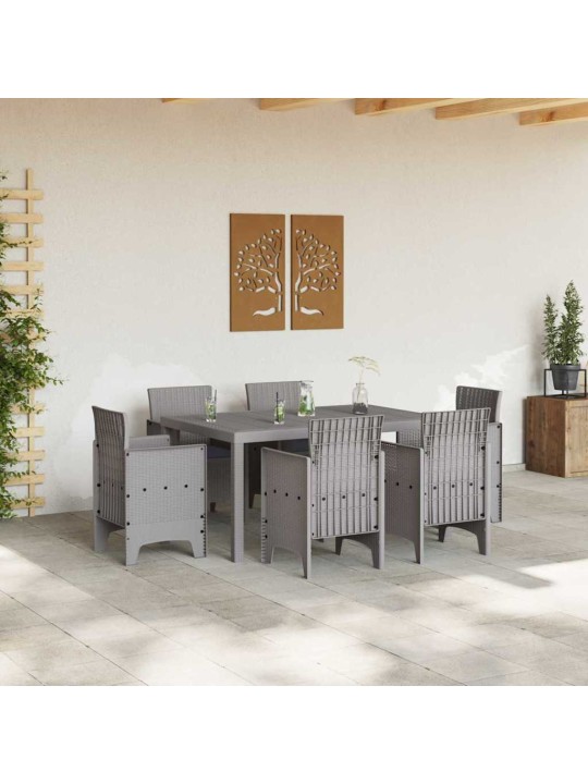 Dārza ēdamgalds 7 pcs gaiši pelēks polt rattan