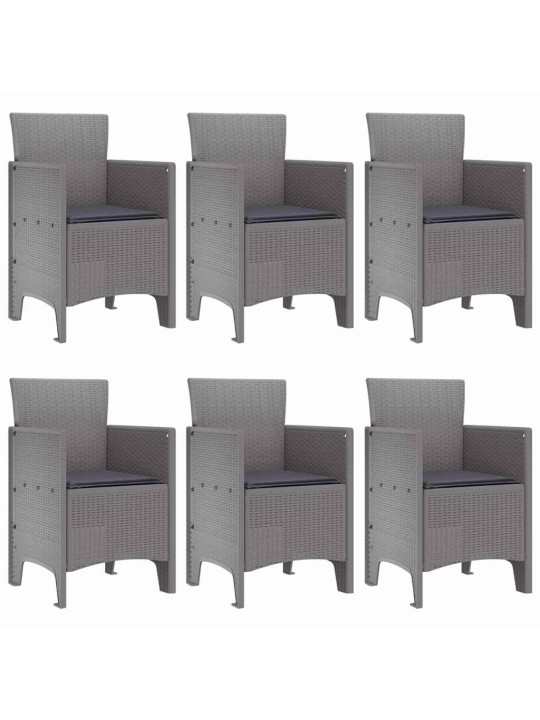 Dārza ēdamgalds 7 pcs gaiši pelēks polt rattan