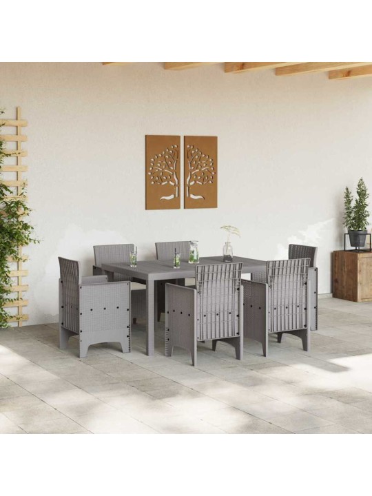 Dārza ēdamgalds 7 pcs gaiši pelēks polt rattan