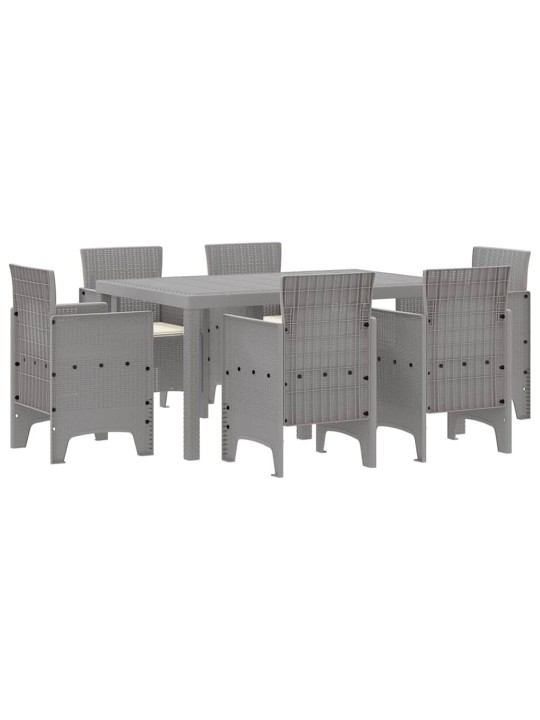 Dārza ēdamgalds 7 pcs gaiši pelēks polt rattan