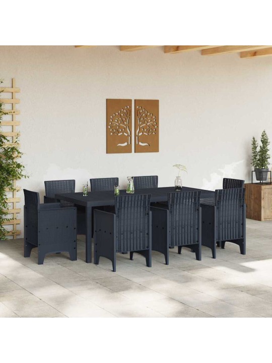 Dārza ēdamgalds 9 pcs antracīts polt rattan