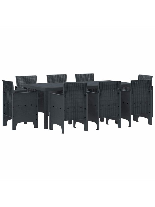 Dārza ēdamgalds 9 pcs antracīts polt rattan