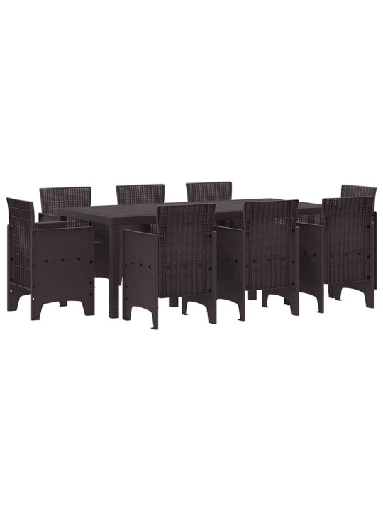 Dārza ēdamgalds 9 pcs brūna polt rattan