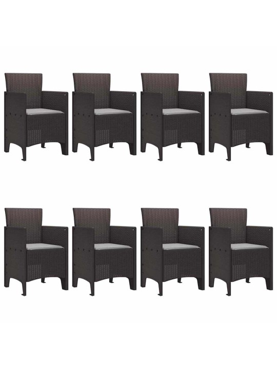 Dārza ēdamgalds 9 pcs brūna polt rattan