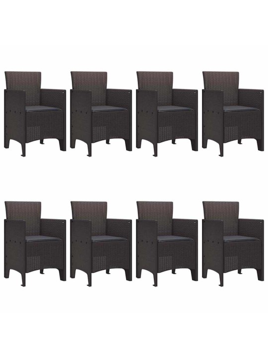 Dārza ēdamgalds 9 pcs brūna polt rattan