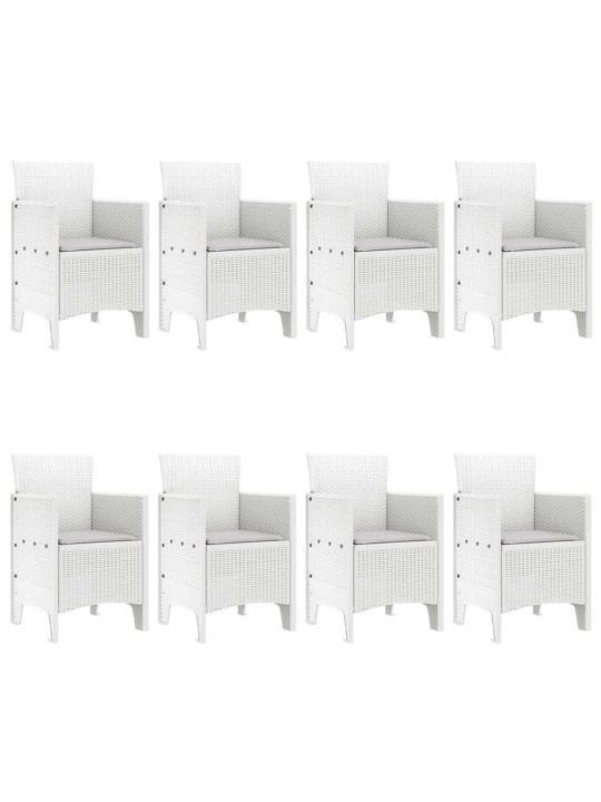 Dārza ēdamgalds 9 pcs balts polt rattan