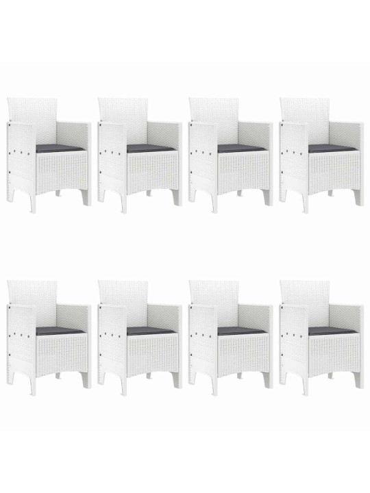 Dārza ēdamgalds 9 pcs balts polt rattan