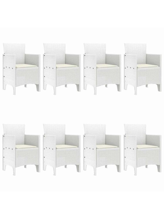 Dārza ēdamgalds 9 pcs balts polt rattan