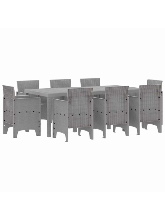 Dārza ēdamgalds 9 pcs gaiši pelēks polt rattan