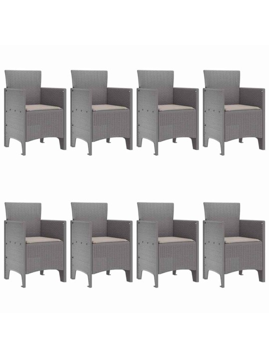 Dārza ēdamgalds 9 pcs gaiši pelēks polt rattan