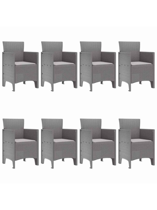 Dārza ēdamgalds 9 pcs gaiši pelēks polt rattan